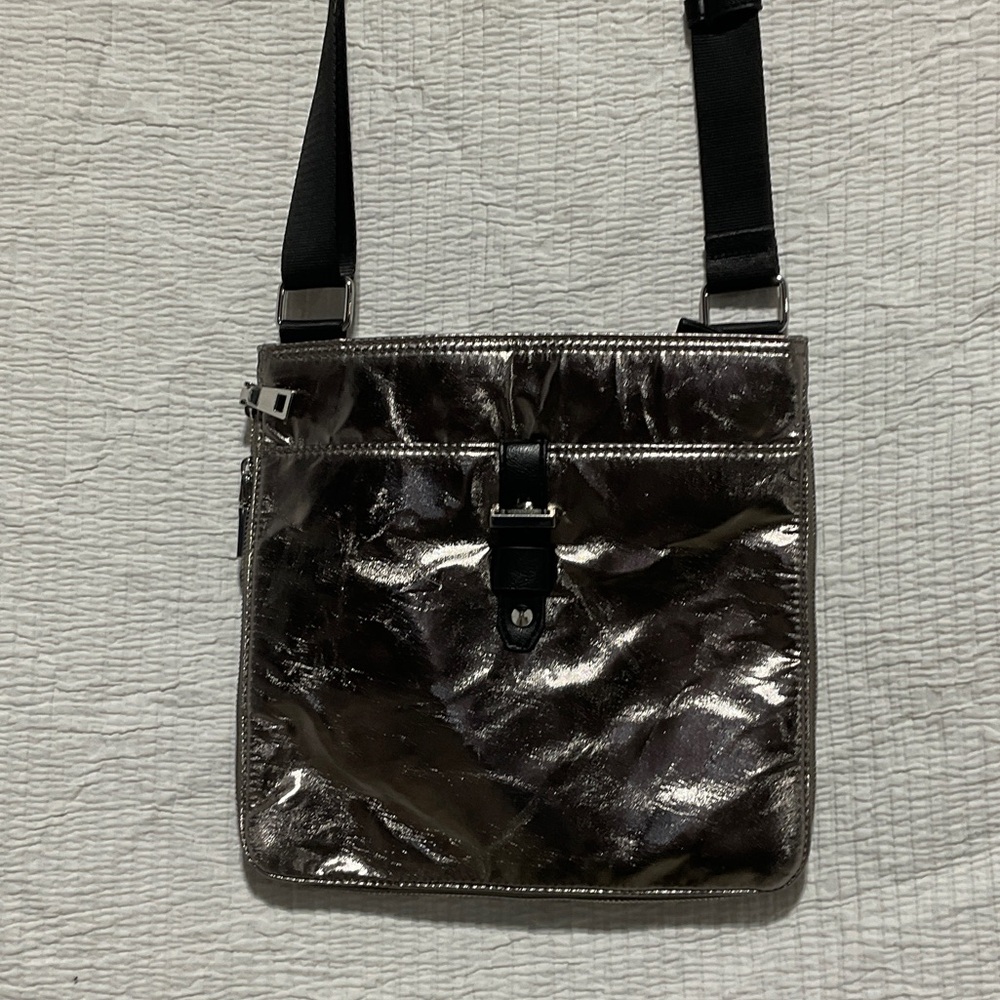 INC International Concepts Metallic Silver Messenger Bag